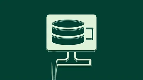 White Cloud database icon isolated on green background. Cloud computing concept Stock Footage 236005205