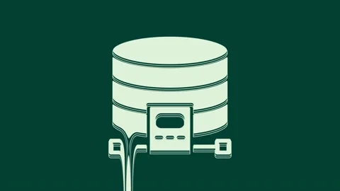 White Cloud database icon isolated on green background. Cloud computing concept Stock Footage 236005304