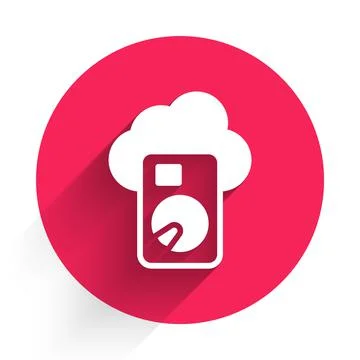 White Cloud database icon isolated with long shadow background. Cloud computing Illustrazione stock