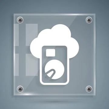 White Cloud database icon isolated on grey background. Cloud computing concept Stock Illustration