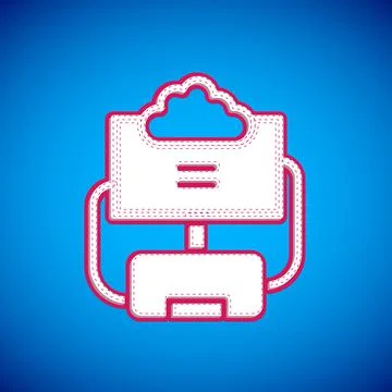 White Cloud database icon isolated on blue background. Cloud computing concept Stockillustratie