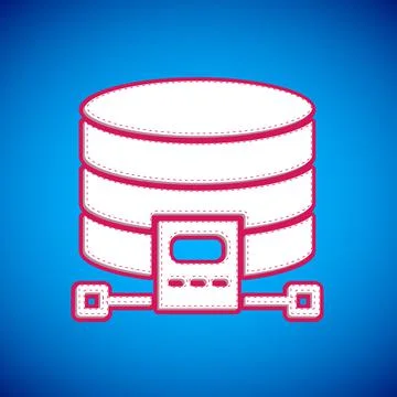 White Cloud database icon isolated on blue background. Cloud computing concept Illustrazione stock