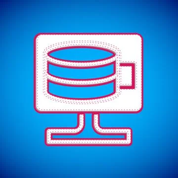 White Cloud database icon isolated on blue background. Cloud computing concep Illustrazione stock