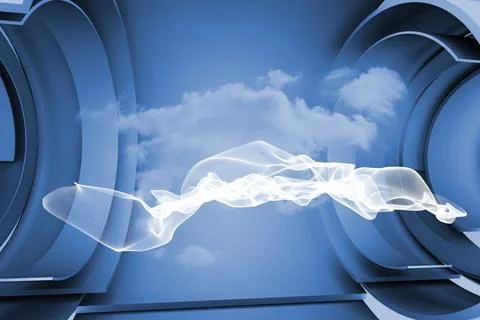 White cloud design on a futuristic structure 스톡 일러스트