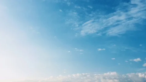 White cloud disappear in the hot sun on blue sky. Cumulus clouds form against a  Stock Footage 89479639