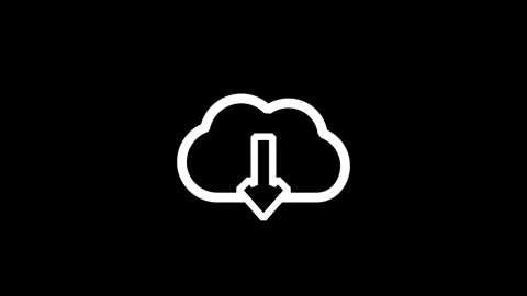 White cloud download icon with arrow Stock Footage 333685615