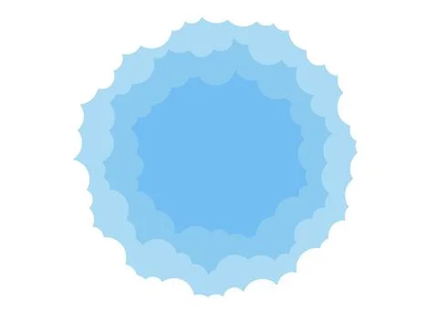 White cloud frame on blue sky background. Border of clouds. Simple flat style of Stock Illustration