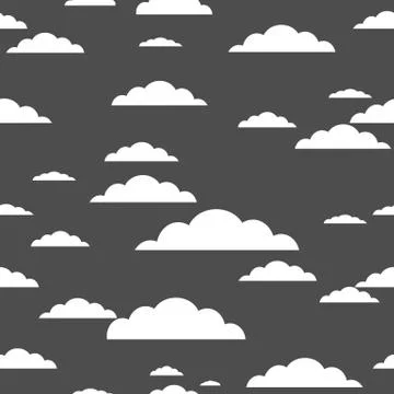 White Cloud on gray background. seamless pattern. Stock Illustration