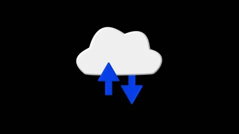 White cloud icon with blue upload download arrows. White cloud for digital .. Stock Footage 337815359