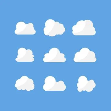 White cloud icon design set flat illustration style for design element Stock-Illustration