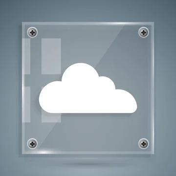 White Cloud icon isolated on grey background. Square glass panels. Vector イラスト素材