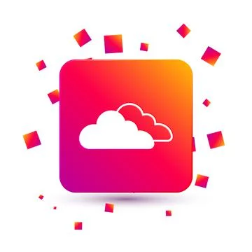 White Cloud icon isolated on white background. Square color button. Vector イラスト素材