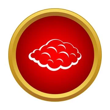 White cloud icon in red circle with gold border Stock Illustration