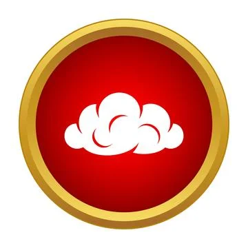 White cloud icon in red gold circle Stock Illustration