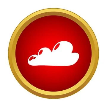 White cloud icon in red gold button Stock Illustration