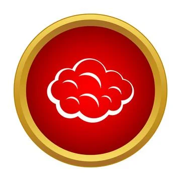 White cloud icon in red gold circle frame Stock Illustration