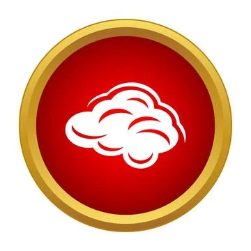 White cloud icon on red round button イラスト素材