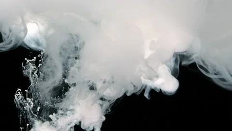 White cloud of ink on a black background. Slow motion of liquid white ink Stock Footage 160672335