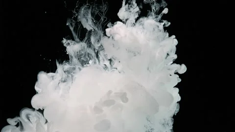 White cloud of ink on a black background. Beautiful white abstract background Stock-Footage 160738453