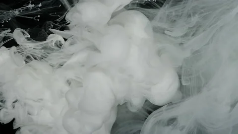 White cloud of ink on a black background. White smoke Stock-Footage 164766461
