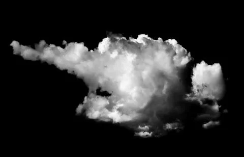 White Cloud Isolated on Black Background. Stock Photos