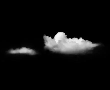 White Cloud Isolated on Black Background. Stock-Fotos