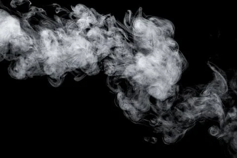 White cloud isolated on black background, Fluffy texture , Abstract smoke Stock Photos