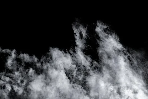 White cloud isolated on black background, Fluffy texture , Abstract smoke Stock Photos