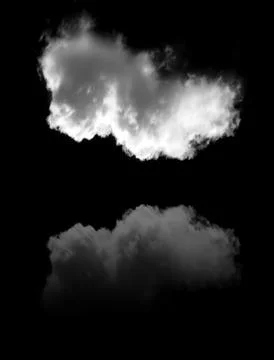 White cloud with its reflection isolated over black background Stock Illustration