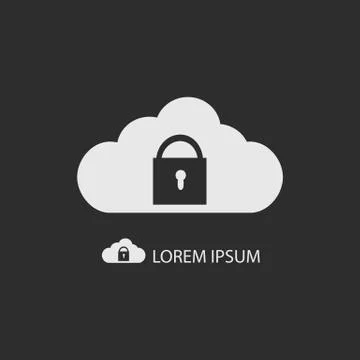 White cloud with lock on dark grey Illustrazione stock