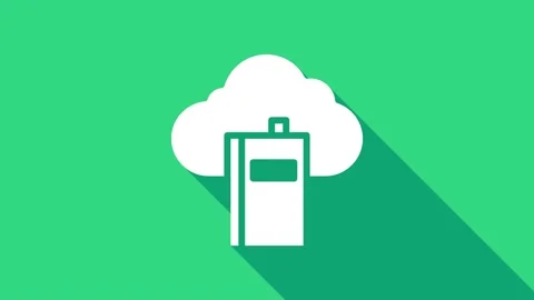 White Cloud or online library icon isolated on green background. Internet Stock Footage 147153995