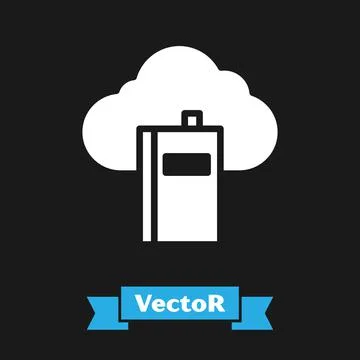 White Cloud or online library icon isolated on black background. Internet Illustrazione stock