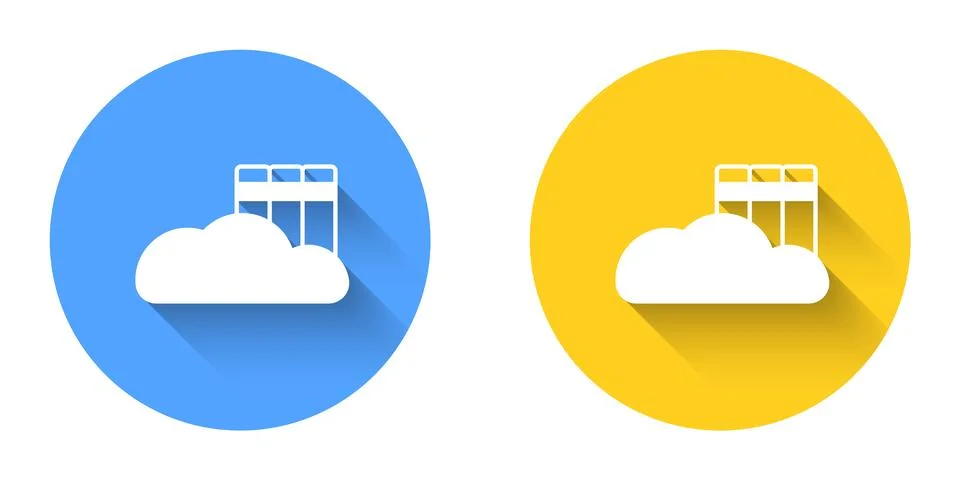 White Cloud or online library icon isolated with long shadow background Stock Illustration