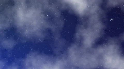 White cloud over dark blue sky animation effect Stock Footage 219109163
