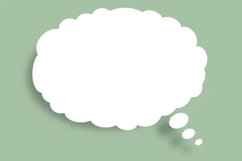 White cloud paper speech bubble shape against light green color background. Stockfoto's