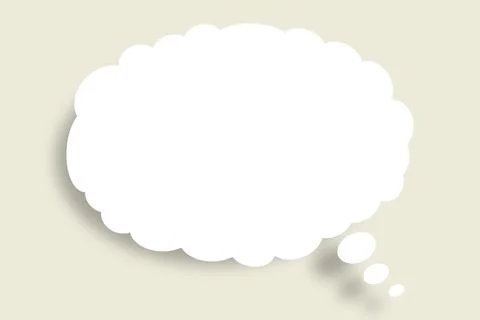 White cloud paper speech bubble shape against grey color background. Stock Photos