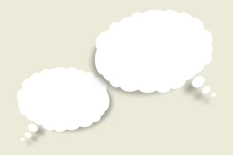 White cloud paper speech bubble shape against grey color background. Foto stock