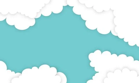 White cloud in paper styles on blue background. Stock Illustration