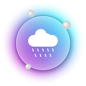 White Cloud with rain icon isolated on white background. Rain cloud precipi.. Illustrazione stock