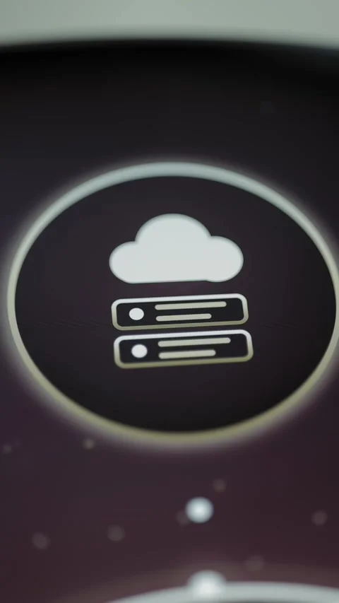 White cloud rests above two server racks Stock Footage 344105704