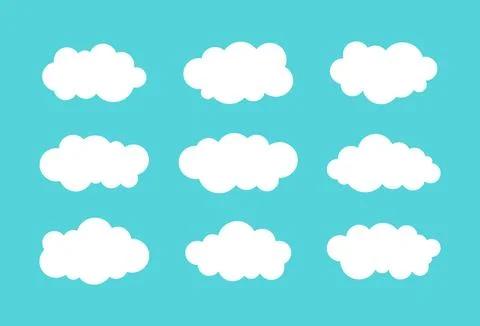White Cloud Set On Blue Sky Background Vector Stock Illustration