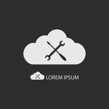 White cloud with settings sign on dark grey Illustrazione stock