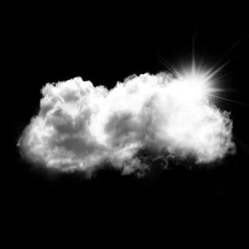 White cloud shape and sun isolated over black background イラスト素材