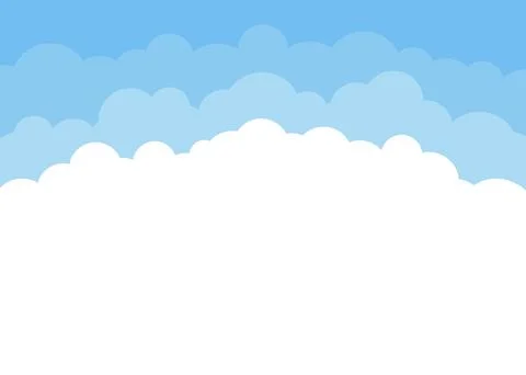 White cloud shape on blue sky background. Border of clouds. Simple flat style of 스톡 일러스트