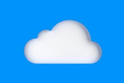 White cloud shape inlay with shadow and copy space on blue background, techno Stock Illustration