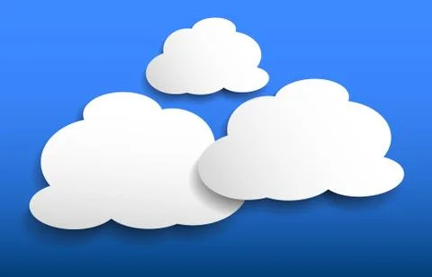 White cloud shapes on blue background Stock Illustration