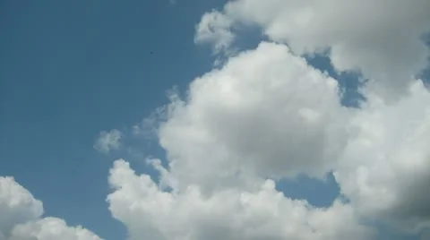 White Cloud Sky Timelapse with Airplanes Stock Footage 11138553
