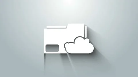 White Cloud storage text document folder icon isolated on grey background. 4K Stock Footage 145859598