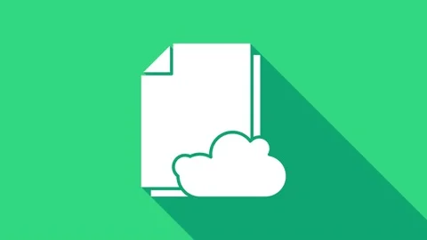 White Cloud storage text document icon isolated on green background. 4K Video Stock Footage 146980408