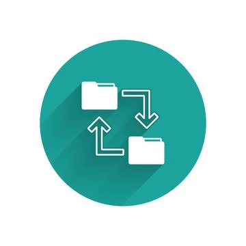 White Cloud storage text document folder icon isolated with long shadow. Green 스톡 일러스트